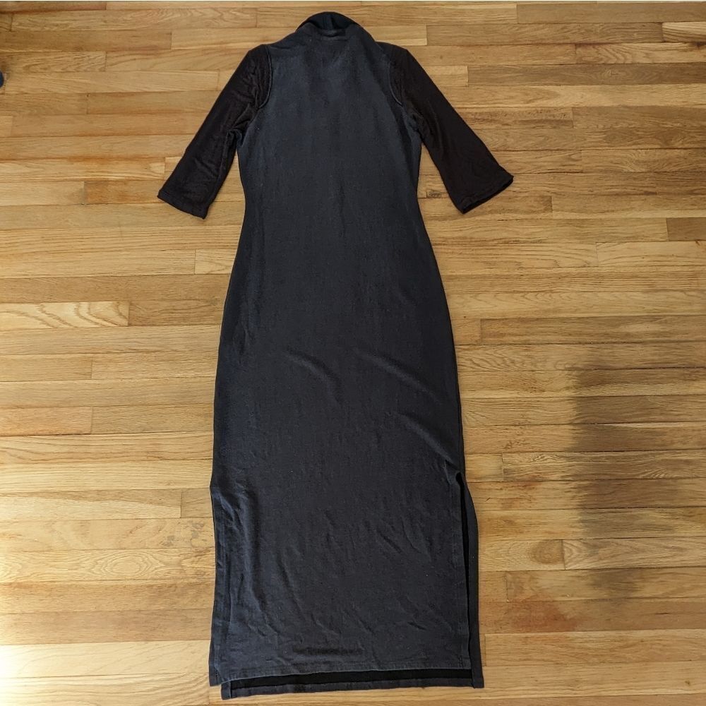 Elie Tahari 3/4 long sleeve navy blue midi maxi long dress linen blend - Picture 3 of 5